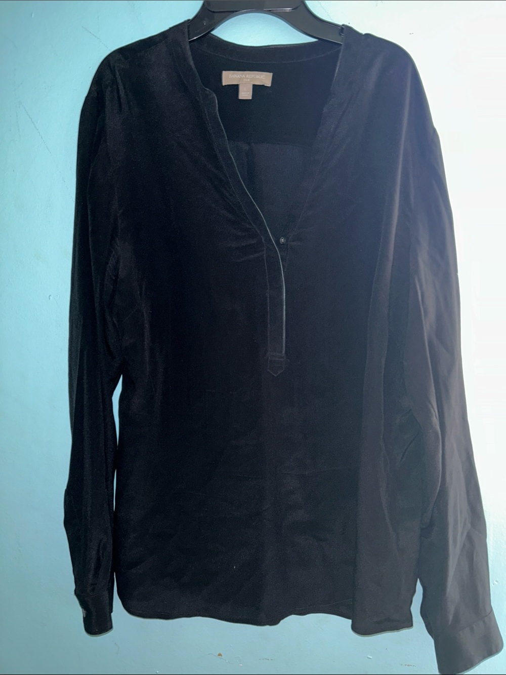 Banana Republic Black Velvet V-Neck Tunic Top